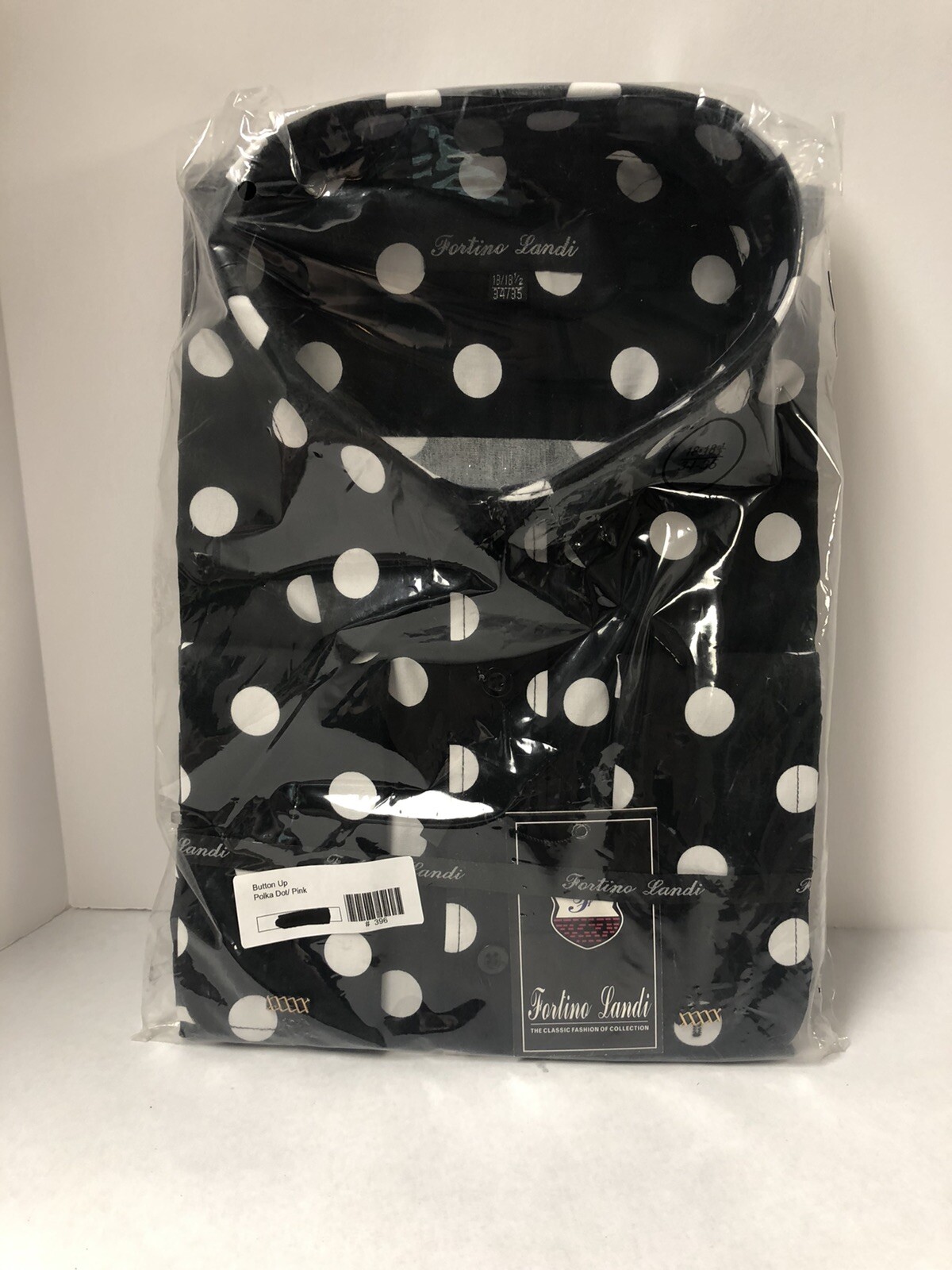 Mens’ Fortino Landi Dress Shirt Polka Dots Size 18/18.5 34/35
