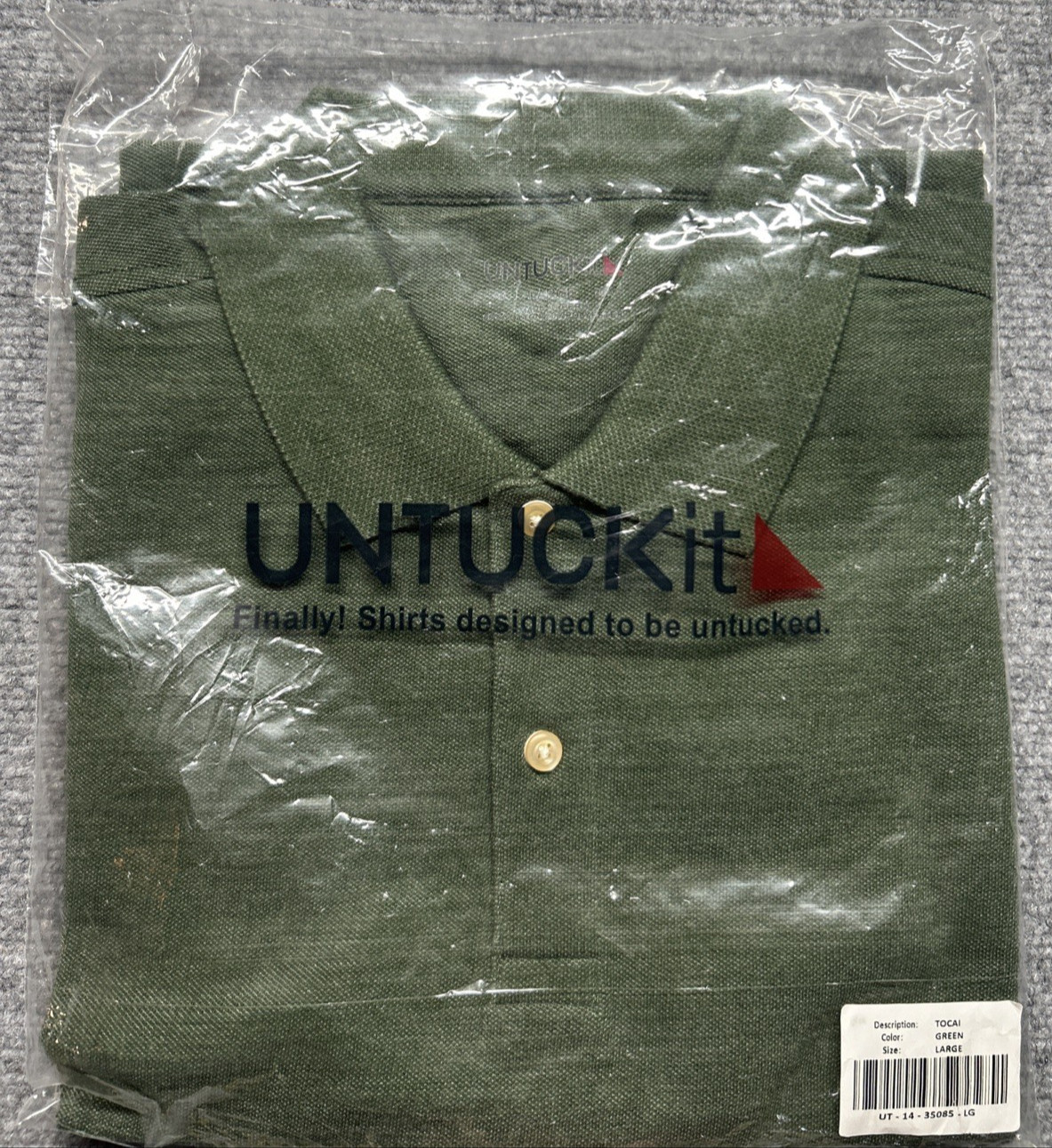 UNTUCKit Tocai Polo Shirt Mens L Green Short Sleeve Cotton Blend New
