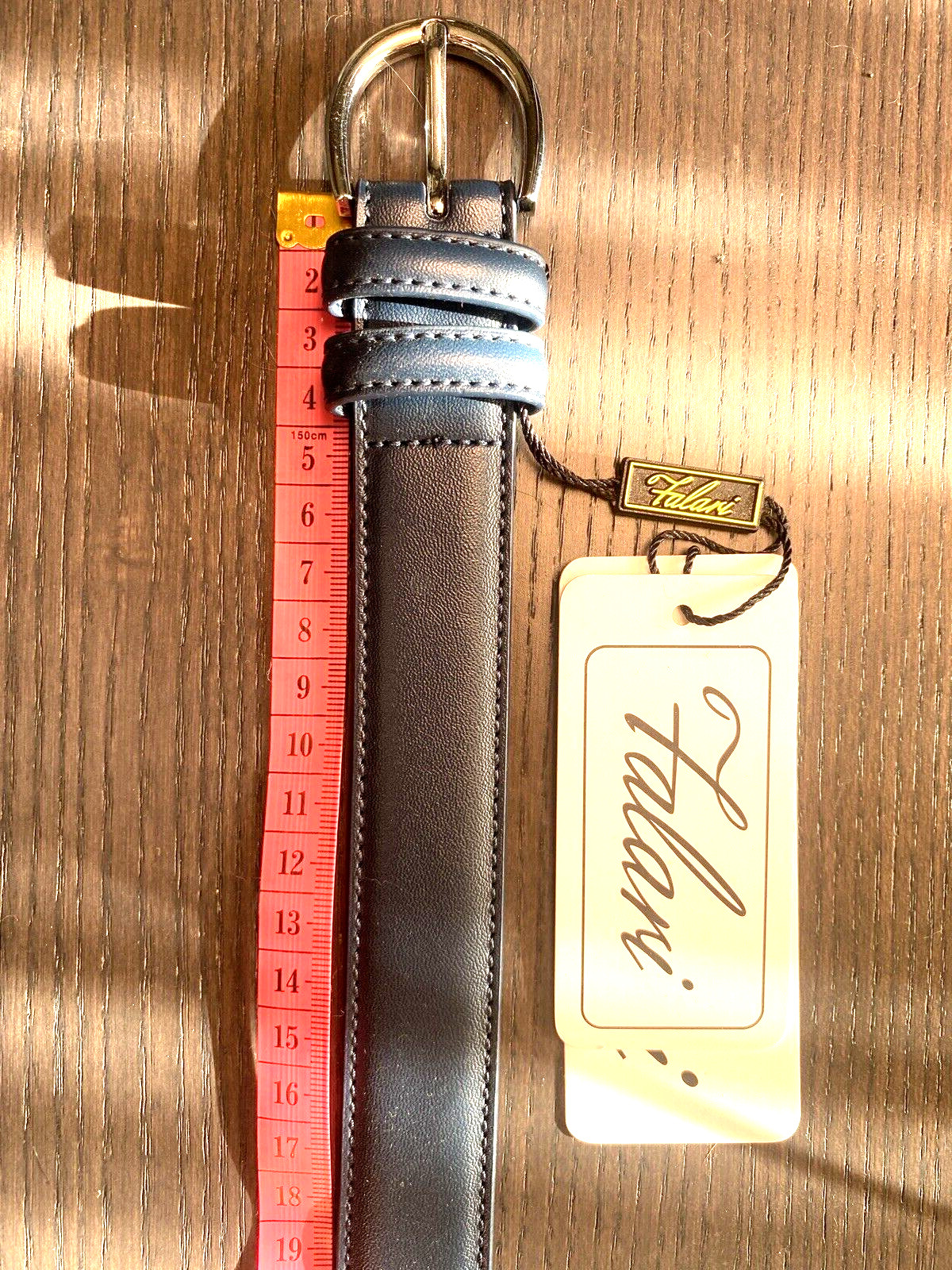 FALARI – 94cm Long Black Leather Mens Belt