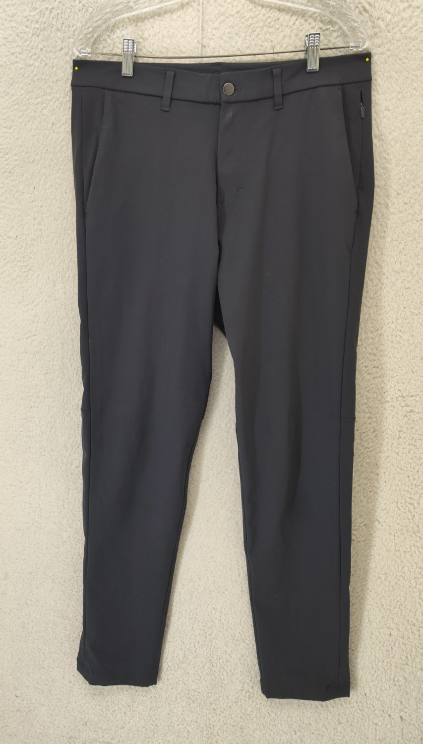 Lululemon Men Pants 33 Gray Poly Blend Straight Regular Fit Flat Front Chino