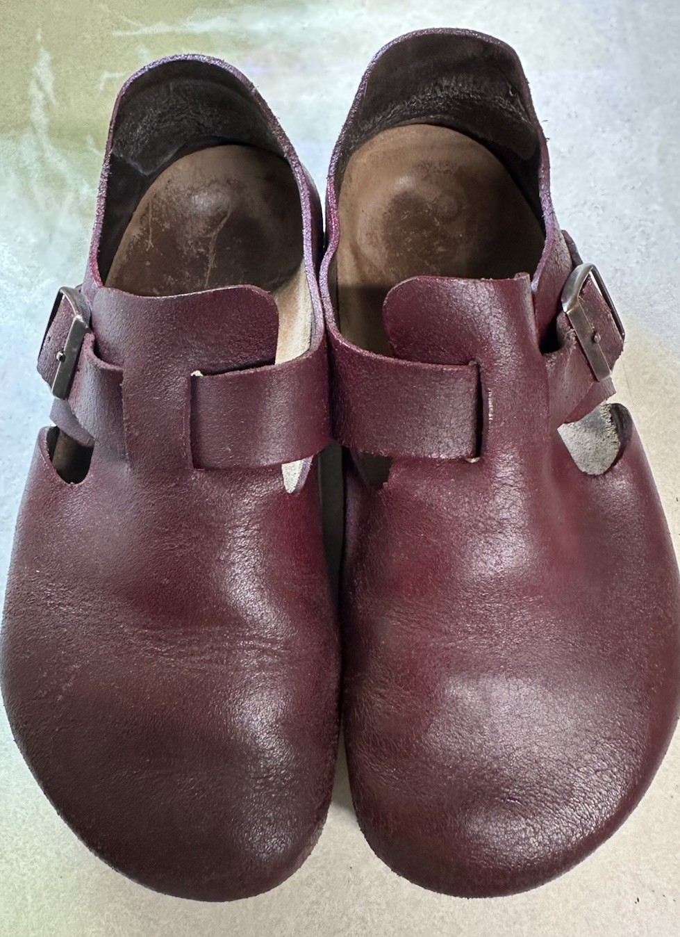 Birkenstock London Maroon Red Burgundy 37 R replaced vibram soles super cute!