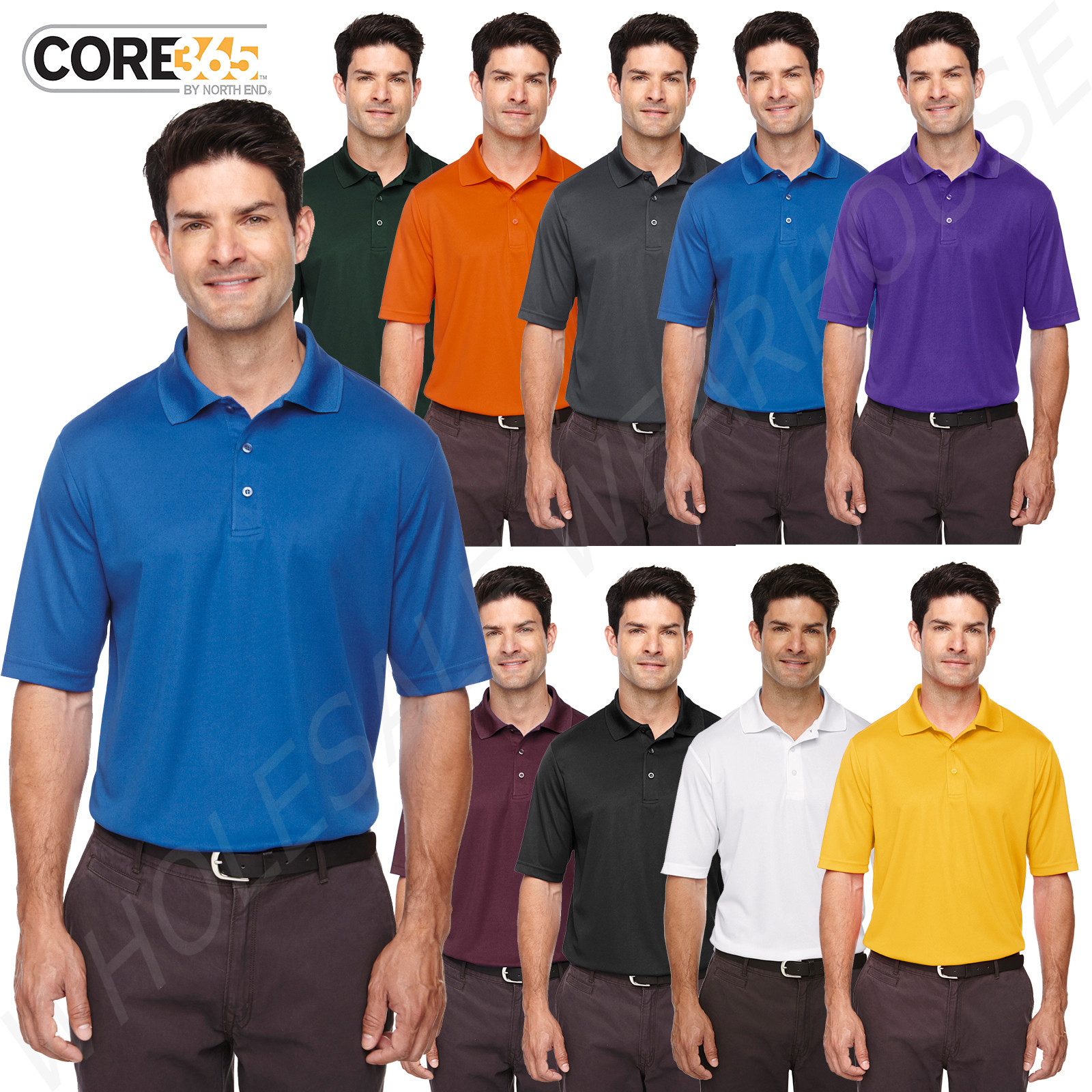 NEW Core 365 Men’s 100% Polyester Performance Piqué Polo S-XL Shirt R-88181