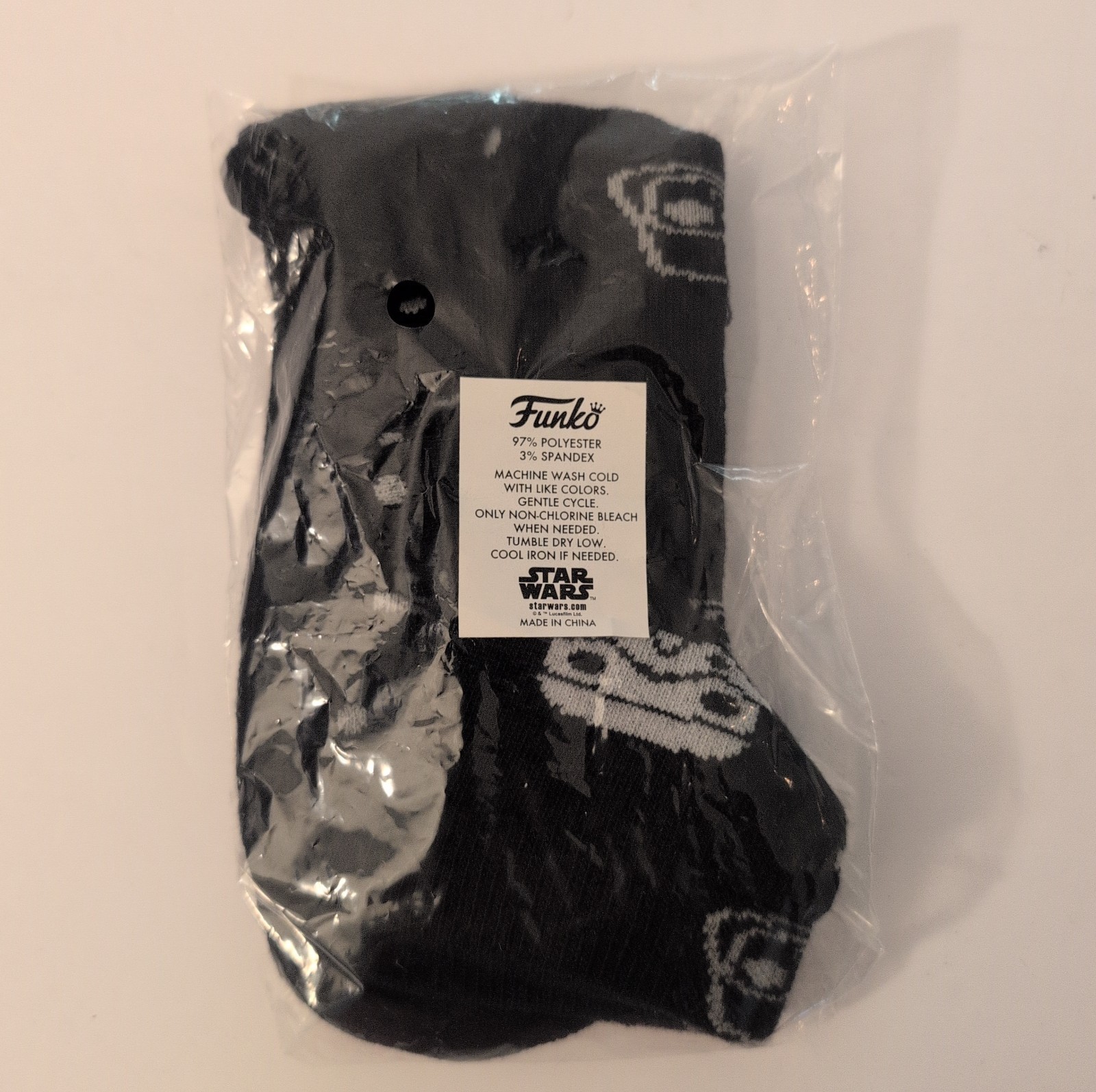 1 Pair STAR WARS Stormtrooper Black & White Socks, Mid-Calf Funko Brand, New