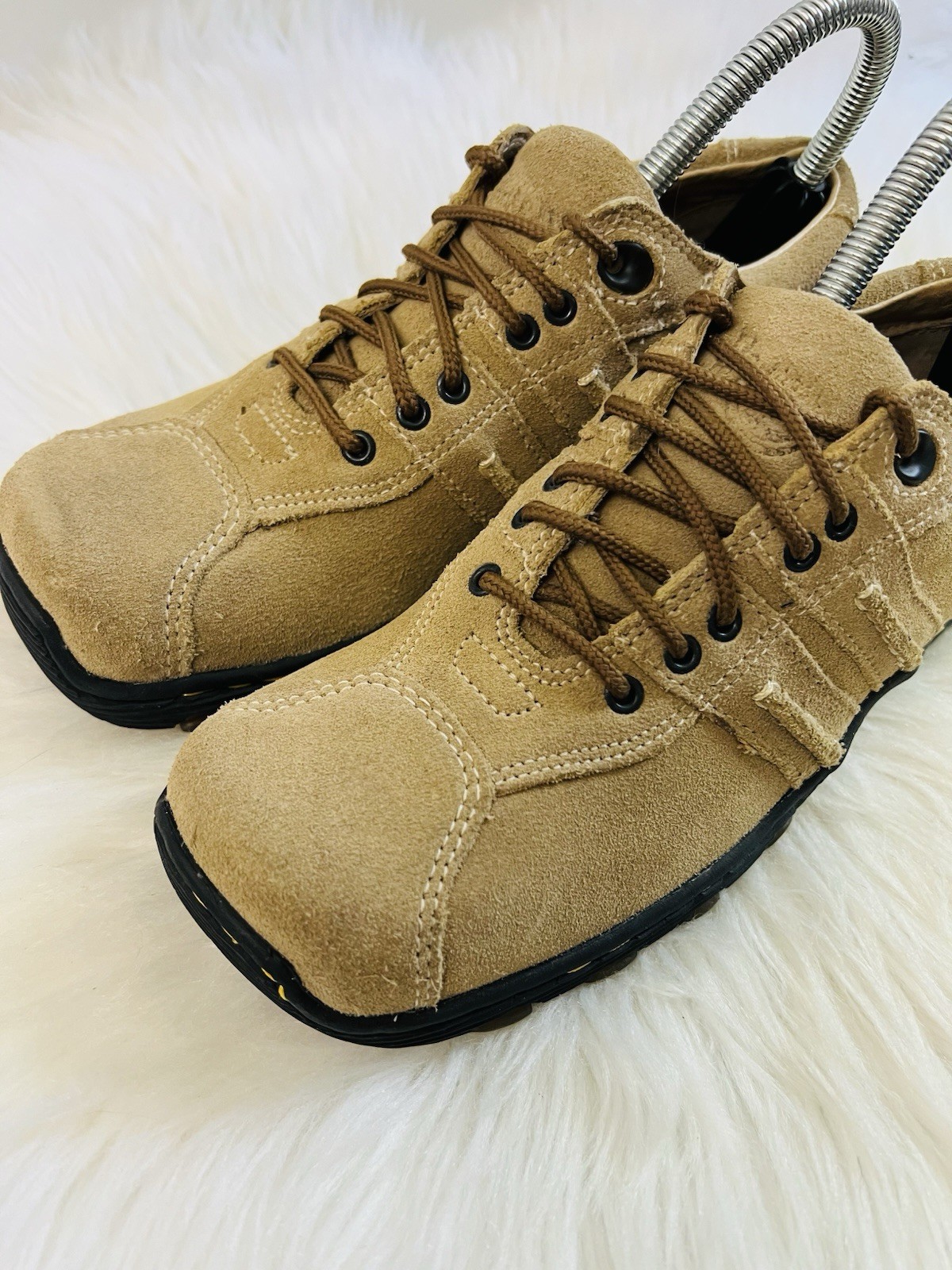 Dr Martens Tan Suede Oxford Shoes 90s Y2K Grunge Square Toe UK4 Mens 5 Womens 6