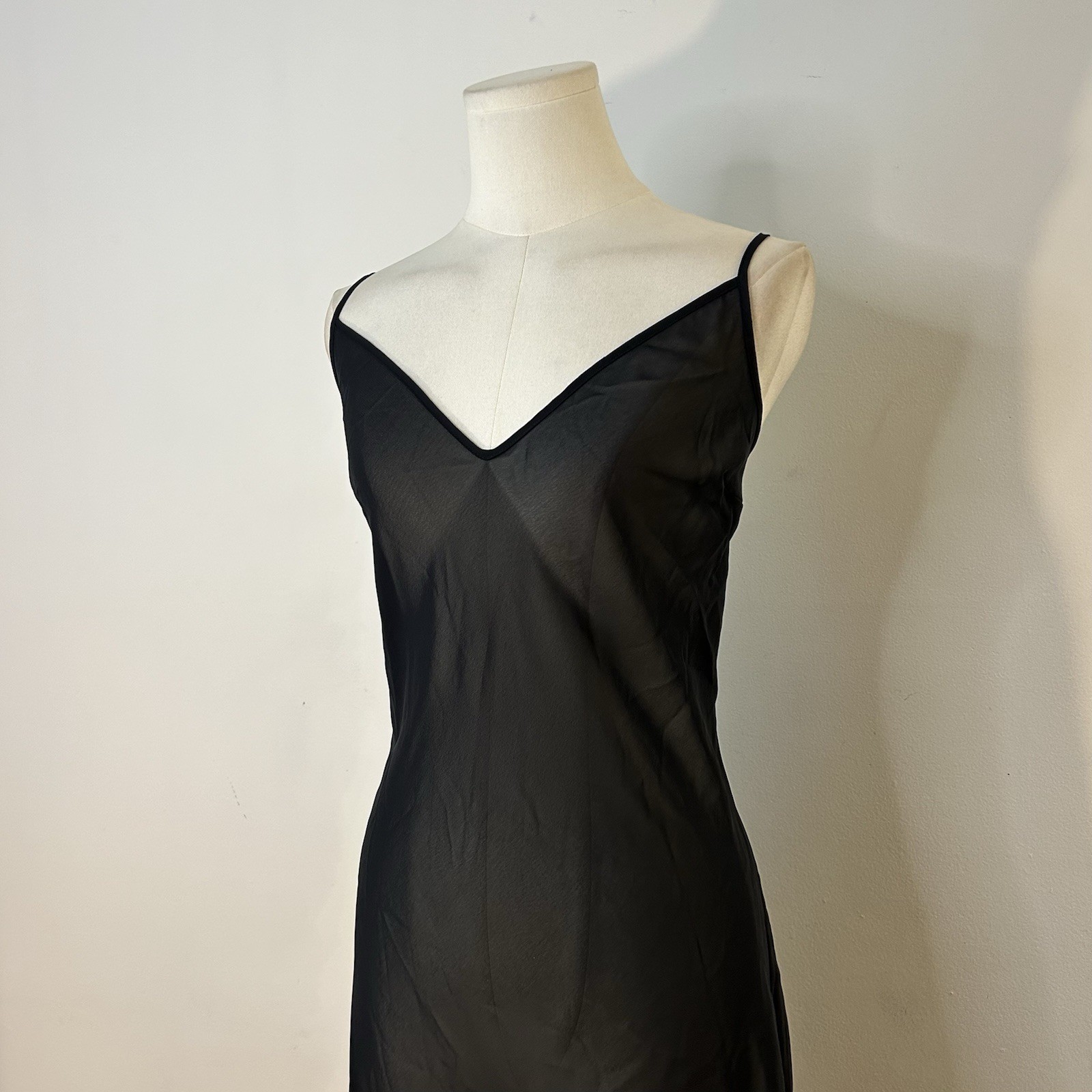Y2K Sheer Black Mini Slip Dress Whimsigoth Alt Grunge Goth Fairy 39-43 Inch Bust