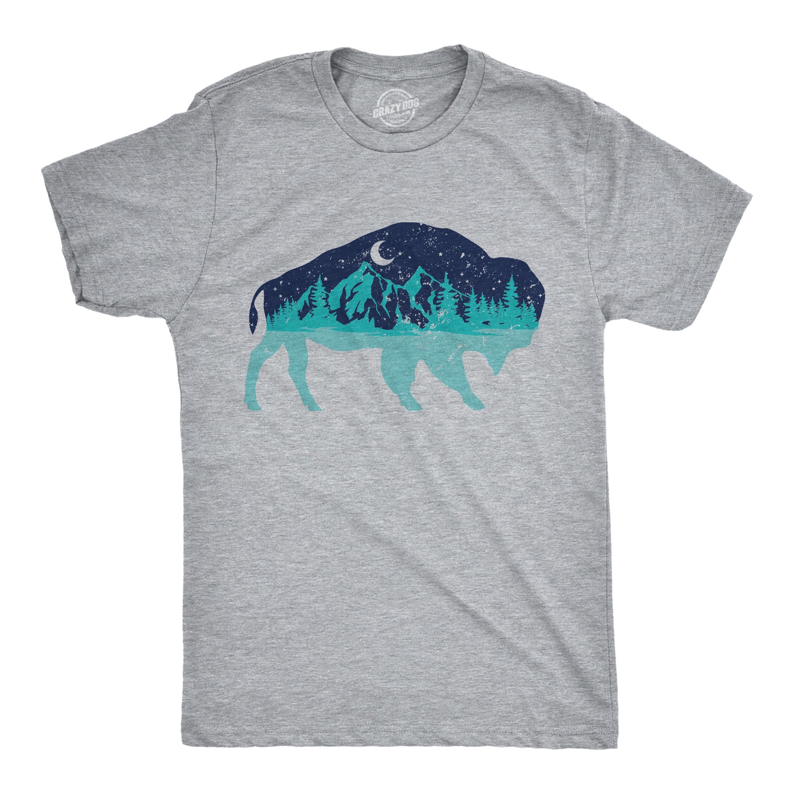 Mens Nature Bison T Shirt Funny Cool Outdoor Lovers Buffalo Tee for Guys
