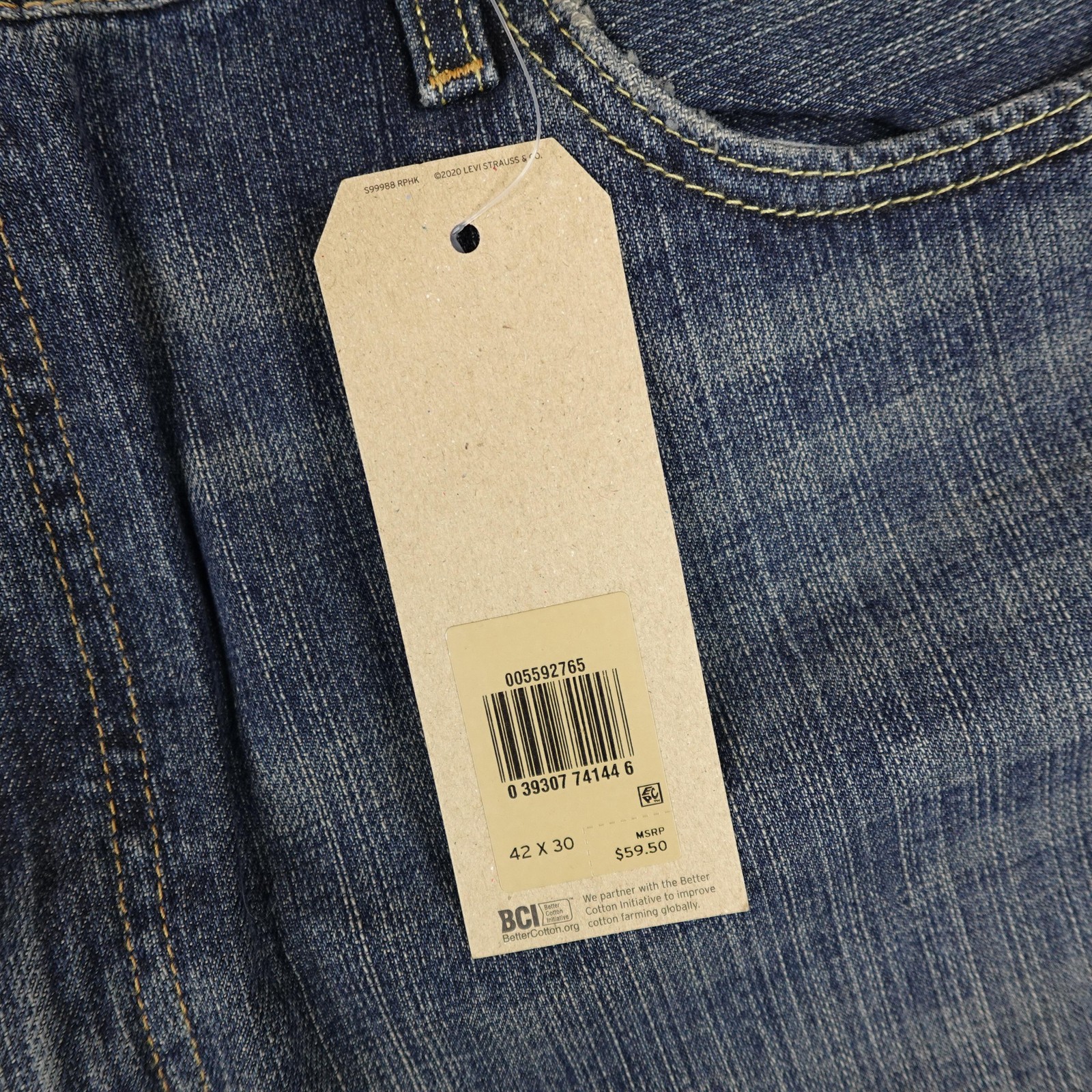 Levis Jeans Mens 42×30 Blue 559 Relaxed Straight Denim Pants Dark Stone Wash NWT