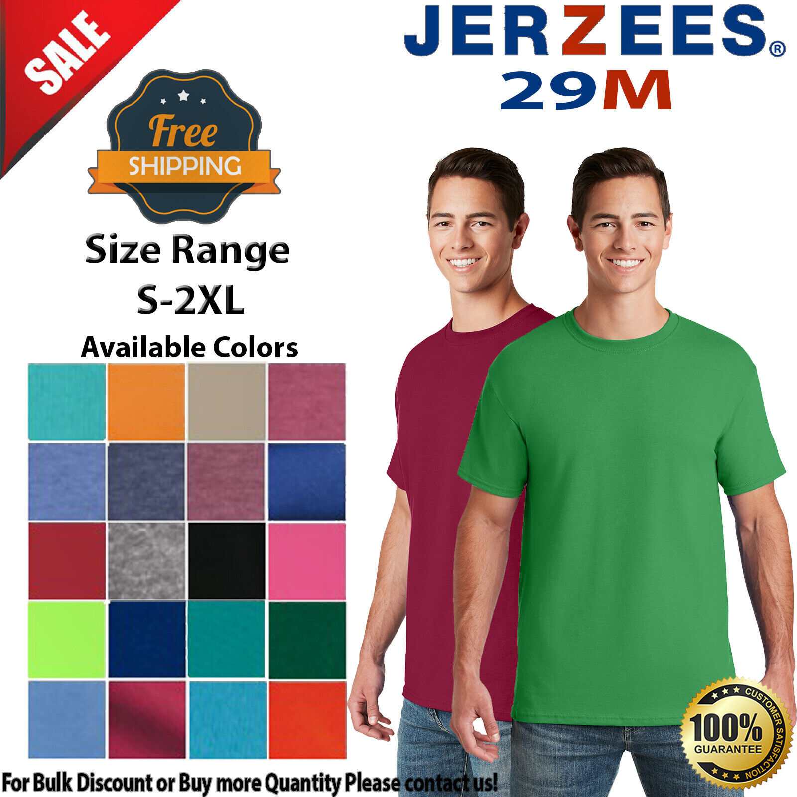 JERZEES 29M Mens Short Sleeve Dri-Power Crew Neck Stylish T-Shirt 29M