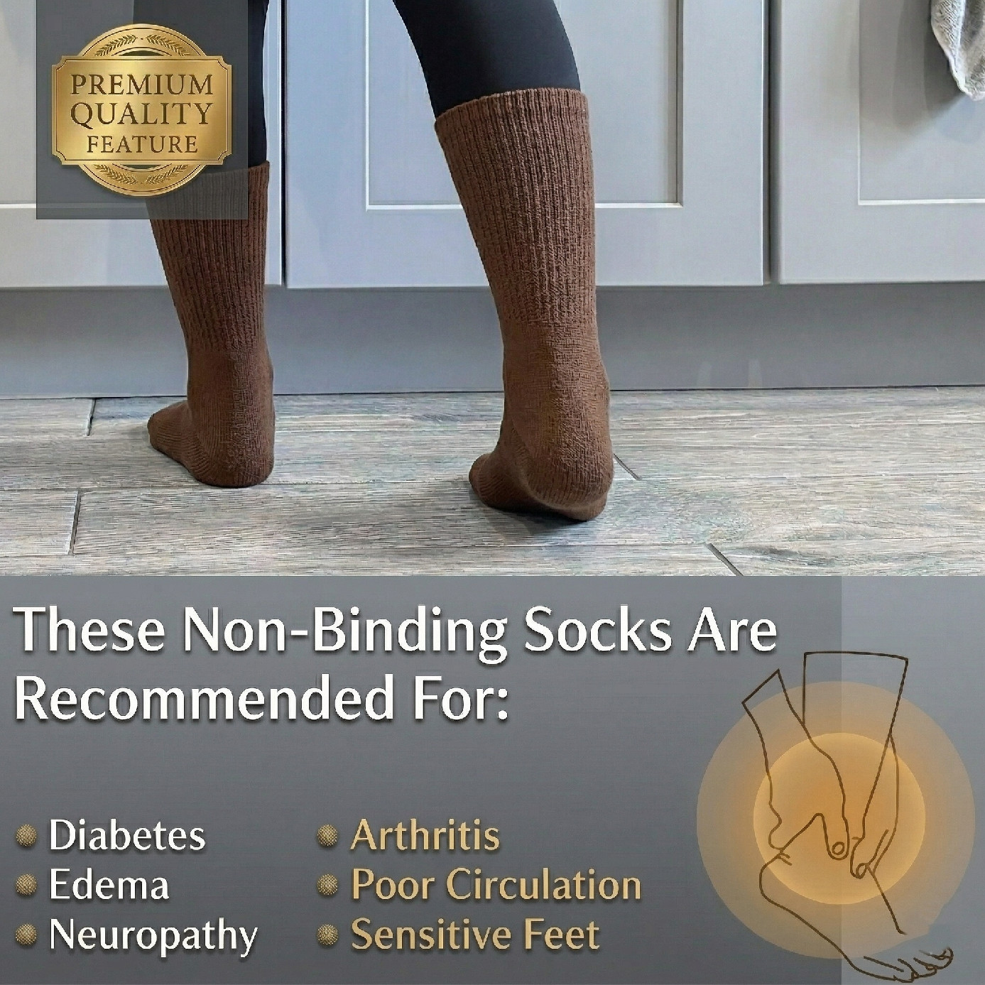 3 6 9 Pairs Diabetic Socks Crew Circulatory Cotton Non-Binding 9-11 10-13 13-15