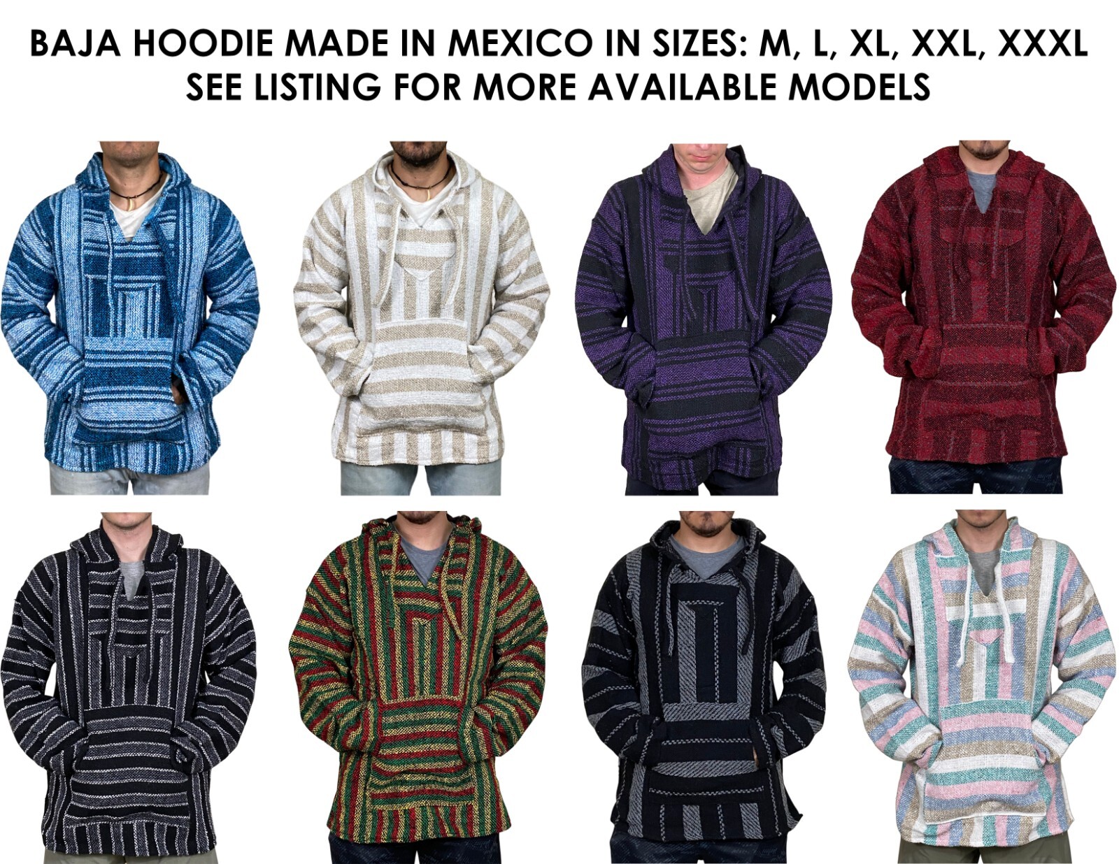 Mexican Poncho Baja Hoodie-Surfer DrugRug Jacket Unisex sz: M, L, XL, 2XL, 3XL