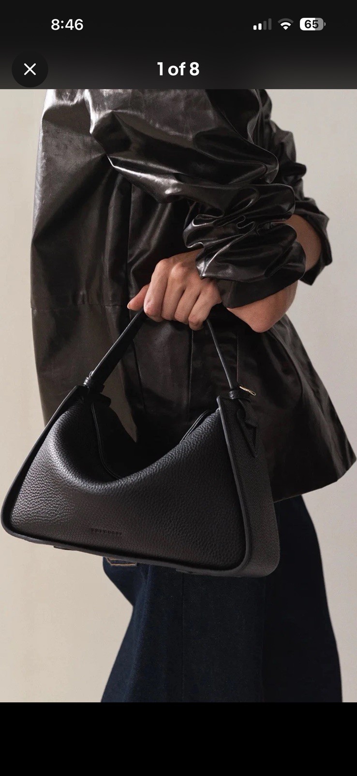 The Horse Black Clementine Shoulder Bag Detachable Adjustable Strap Gold HW