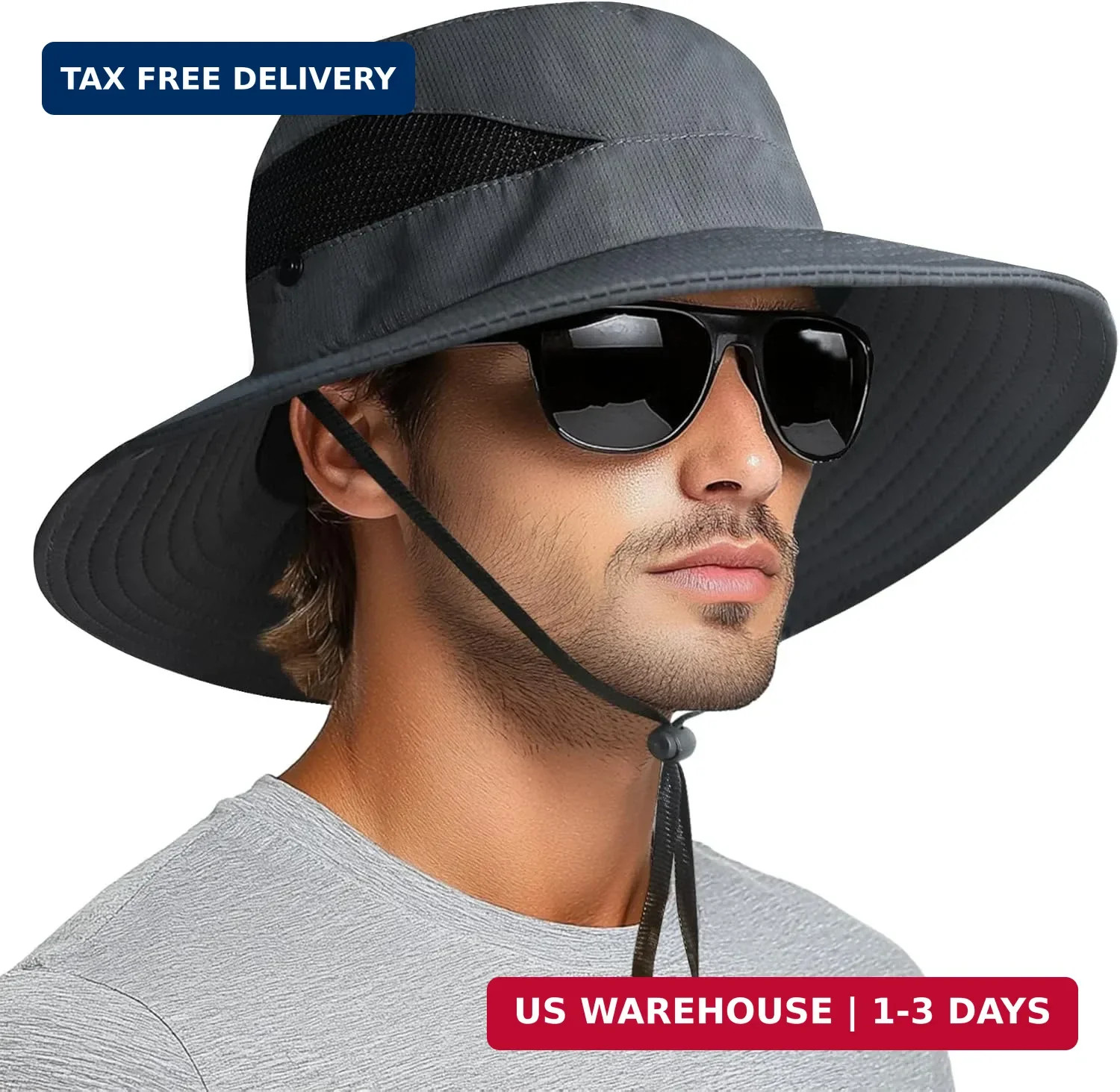 PFFY Sun Hats for Men Women Wide Brim Bucket Hat UPF 50+ Outdoor Beach Hiking Fi