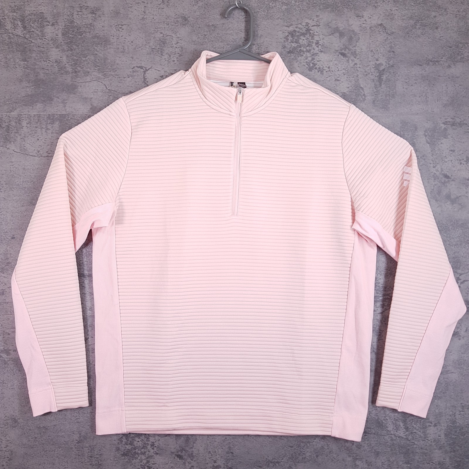 ADIDAS ULTIMATE365 DWR Textured 1/4 Zip Pullover Golf Sweater Mens LARGE Pink