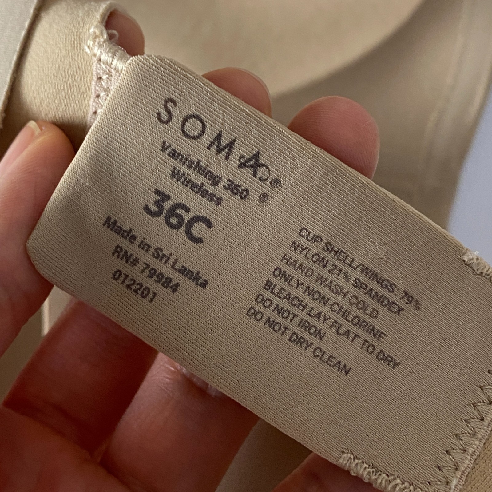 Soma 36C Vanishing 360 Wireless Bra Warm Amber