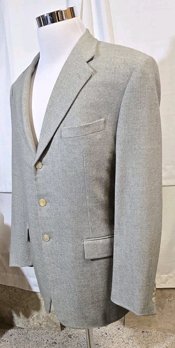 Corneliani 54L Gray Birdseye Sport Coat Wool Silk Cashmere Made Italy 44L