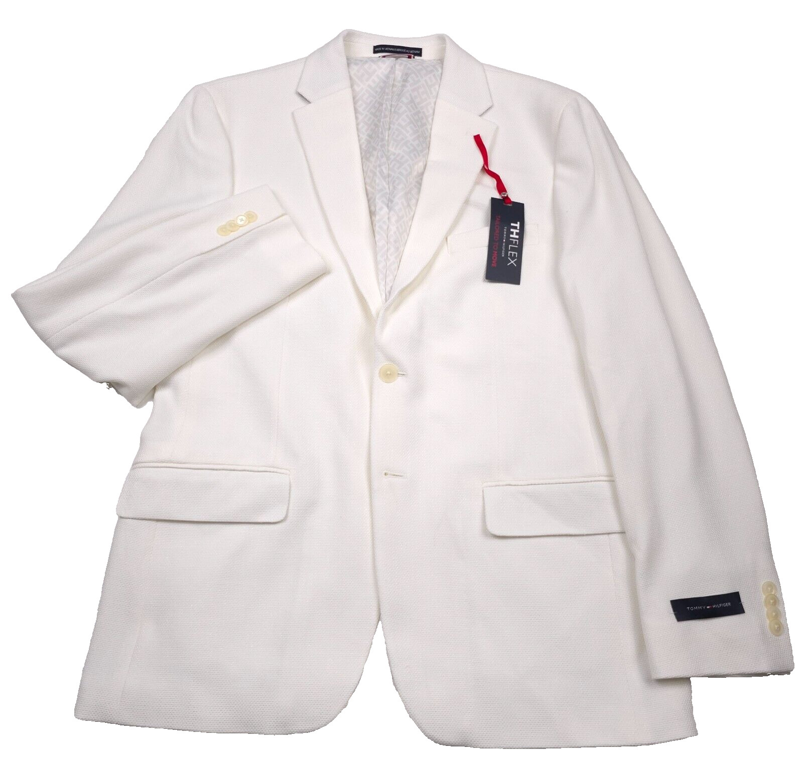 $295 Tommy Hilfiger Conrad Solid White Textured Blazer Jacket Mens Size 42R