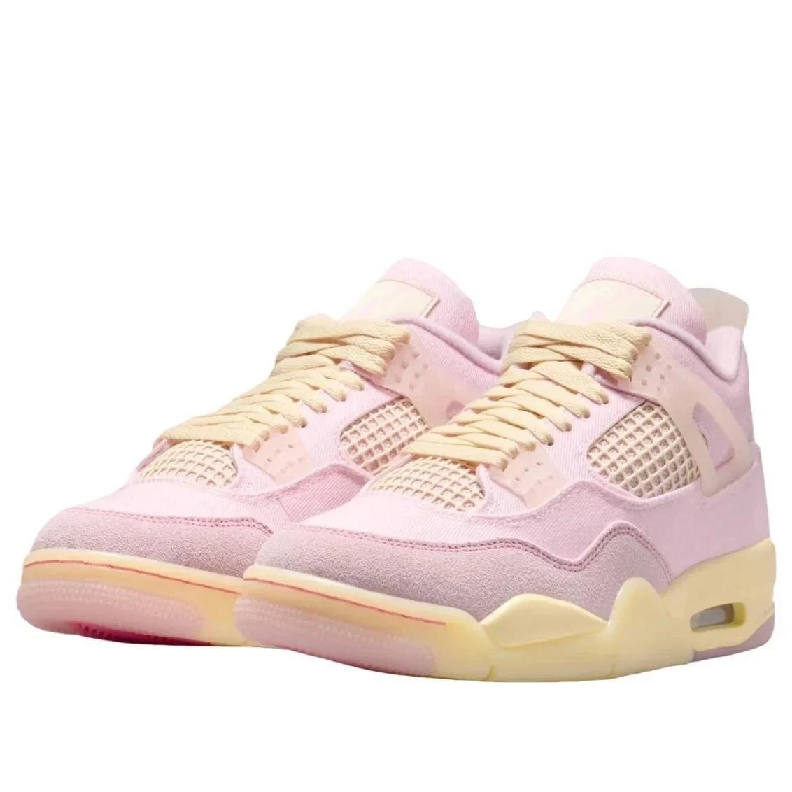 Nike Air Jordan 4 Retro Pink Yellow Suede Unisex Sneakers IB6716-600
