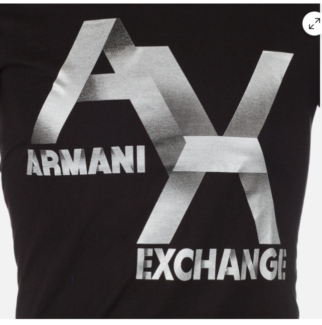 ARMANI EXCHANGE Black Silver AX LOGO Short Sleeve Slim Fit Designer T-shirt NWT