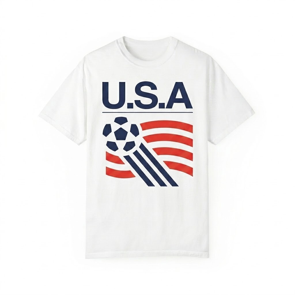 Minimalist 90s United States Soccer Shirt Retro USA Team Graphic Tee Football