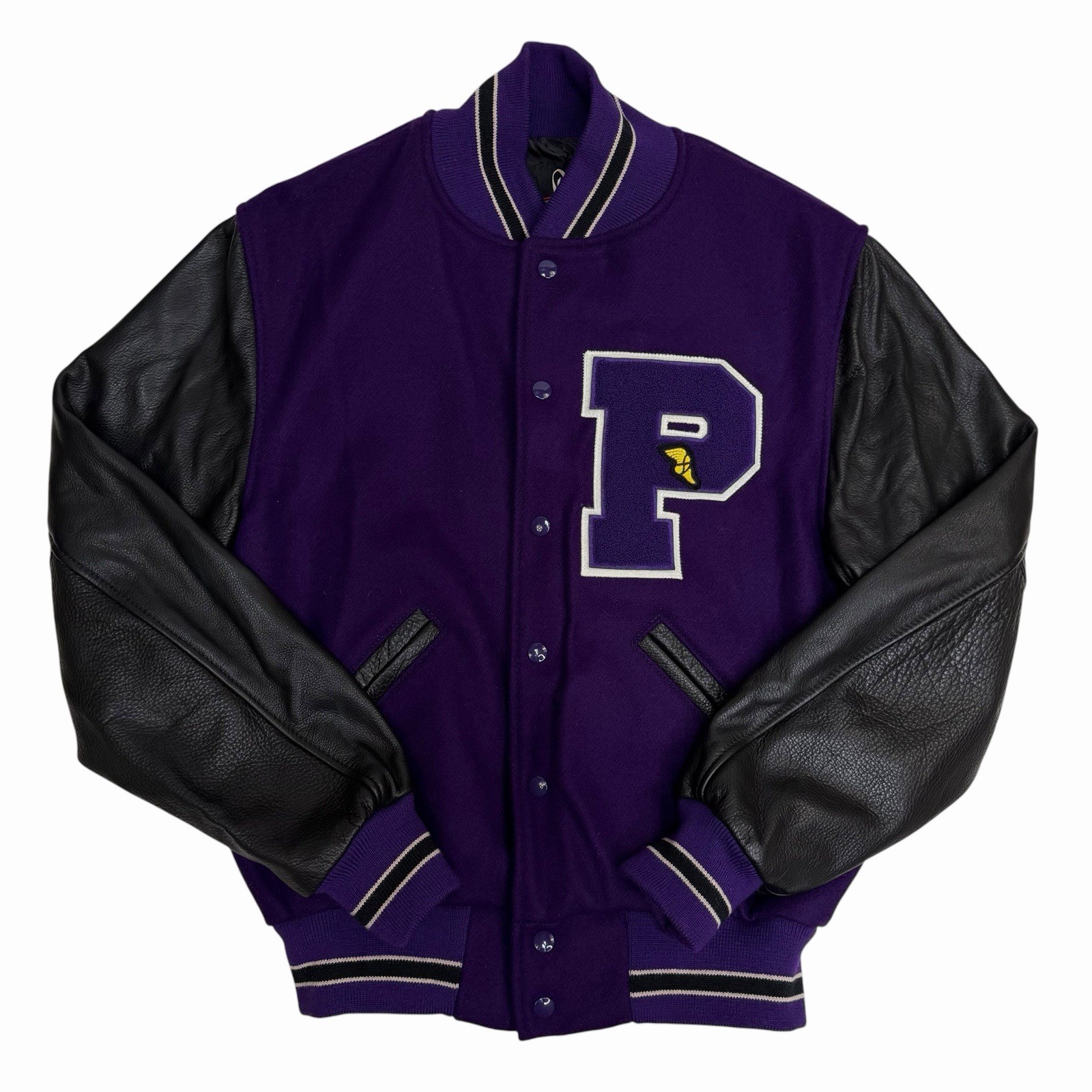 Dehen 1920 Portland Varsity Jacket Bomber Men’s Medium Purple 100% Wool Leather