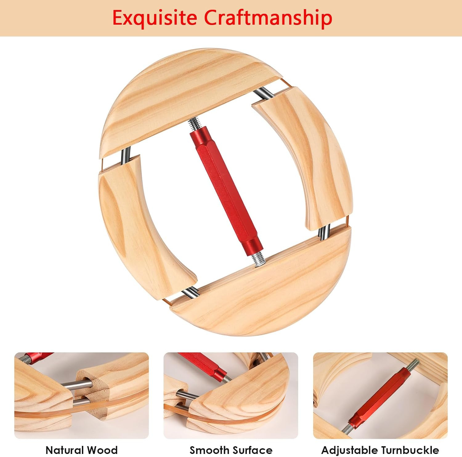 4 Way Wooden Hat Stretcher Hat Expander Fits Sizes 6 7/8 to 8 1/2 Red