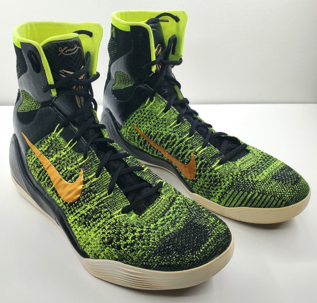 Nike Kobe 9 Elite High Victory Volt Green Black Gold Men’s Size 9.5 630847-077