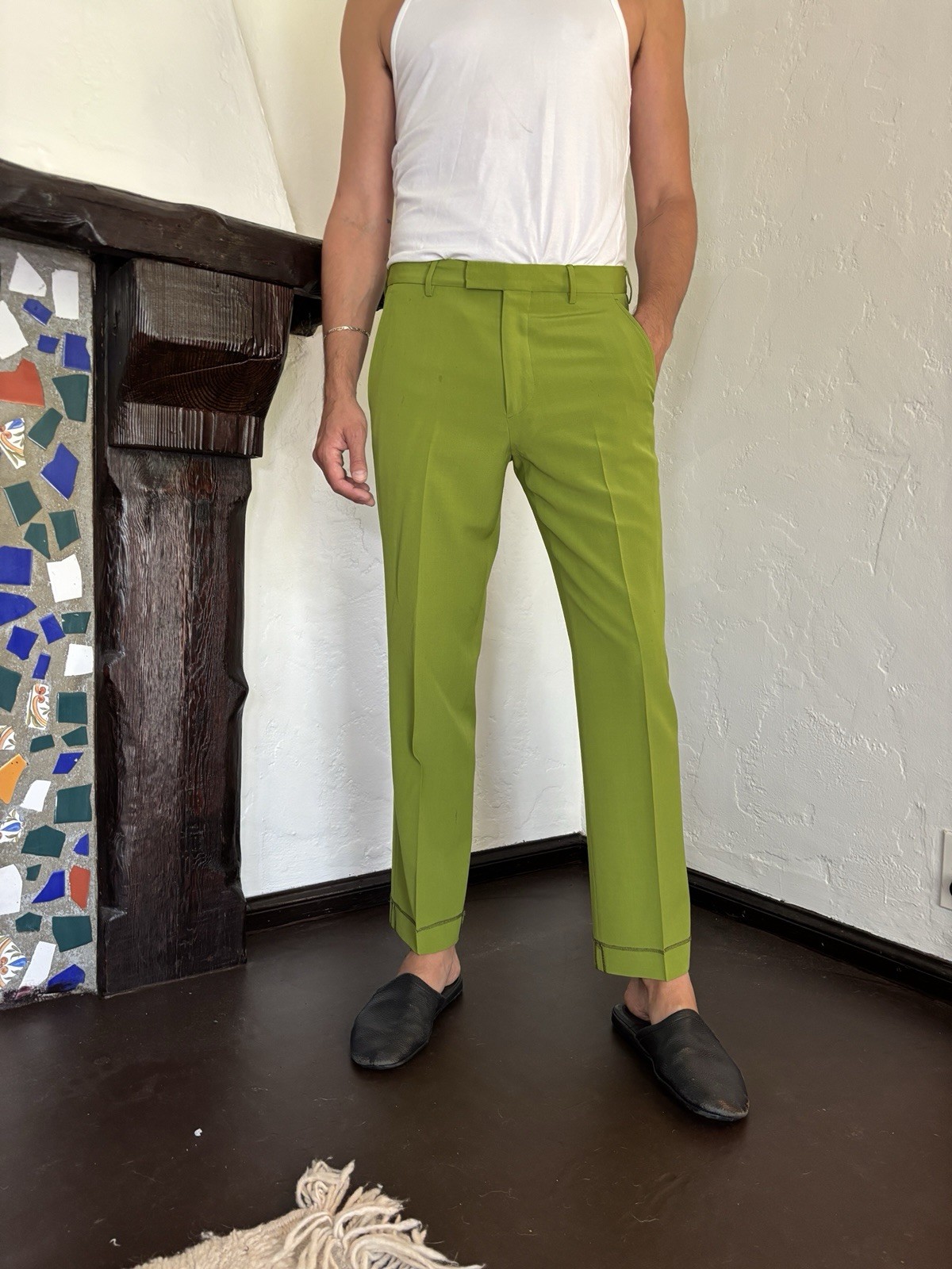 Gucci Green Mens Trousers 100% Wool 46R