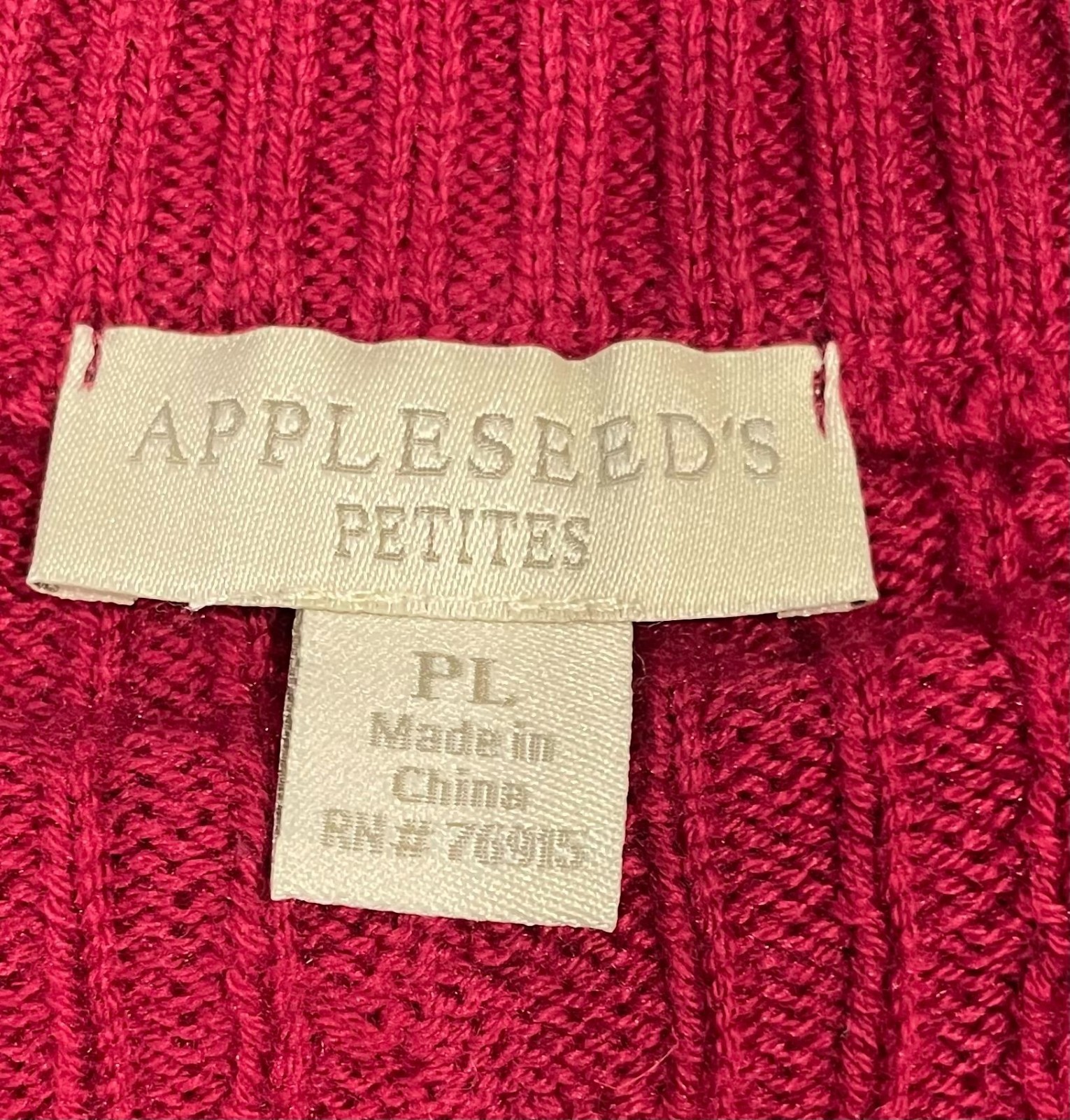 Appleseed’s Wool Blend Sweater Jacket PL Red Vibrant Cable Knit Fisherman Preppy
