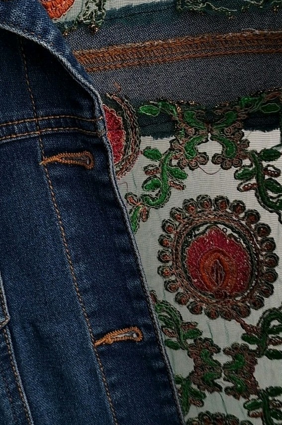 Customise Upcycled Panelled Distressed Festival Bohemian Hippie Denim Jacket