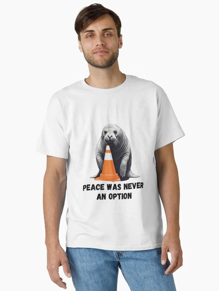 Peace Was Never An Option Seal Neil Shirt Funny Traffic Cone Tee Gift S-5XL