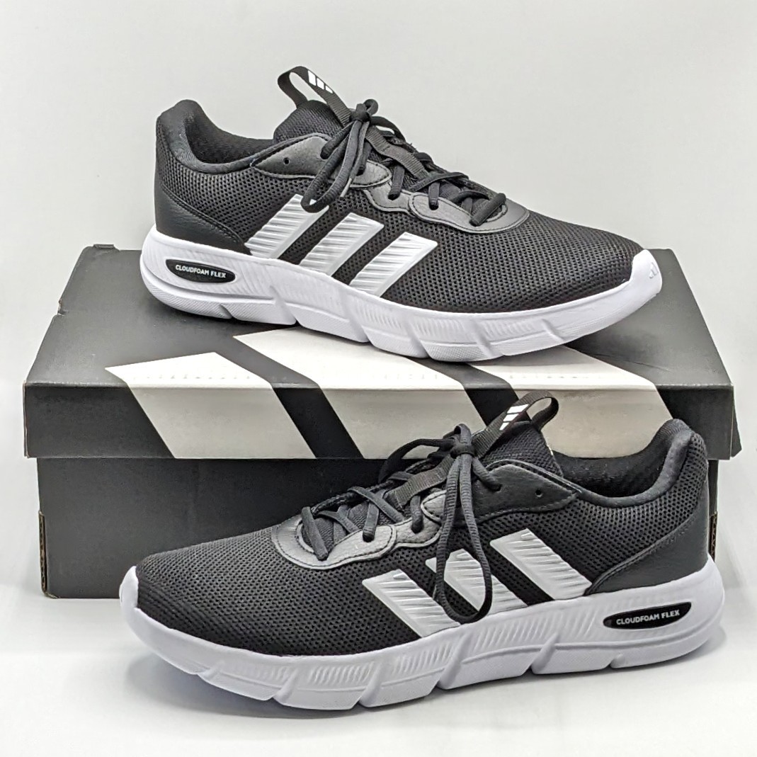 adidas “Cloulfoam Flex Laces” Men’s Everyday Wear Walking Shoes [Black/Wide] NEW