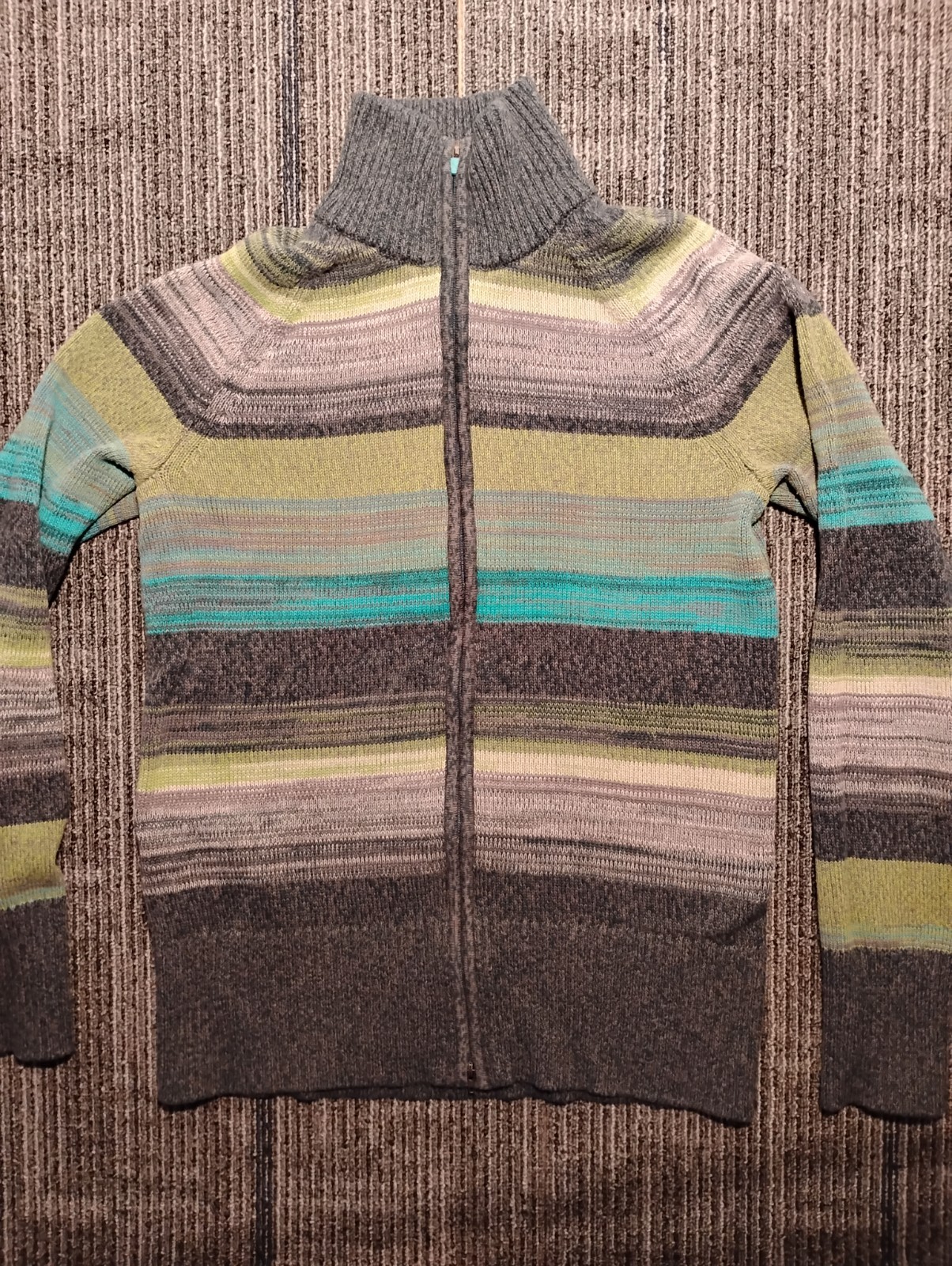 Eddie Bauer Tight-knit Mock Neck Full Zip Sweater Women’s Medium Colorful