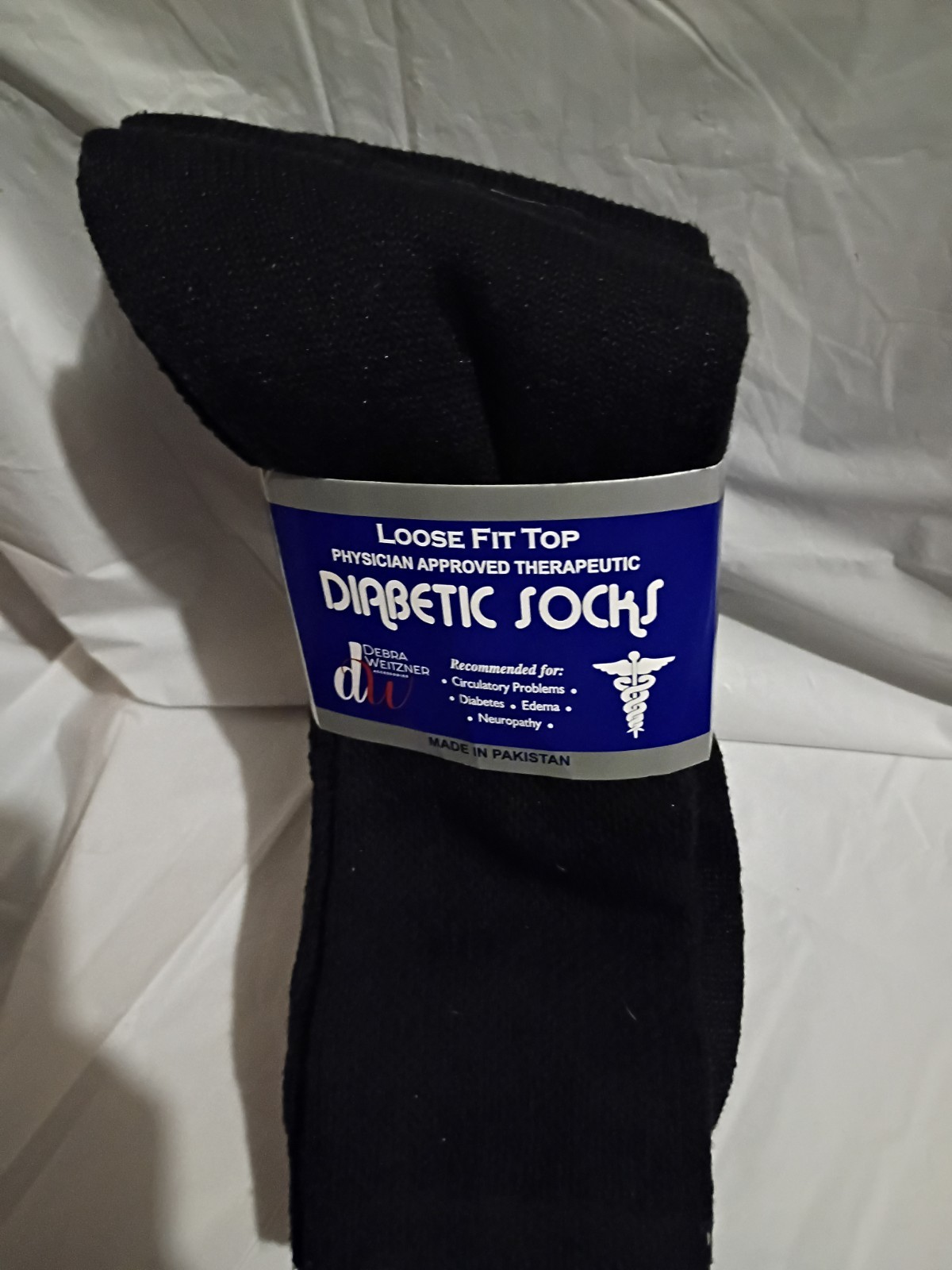 Debra Weitzner Therapeutic Loose Fit Crew Socks Black Men’s Size 10-13 Cotton B…