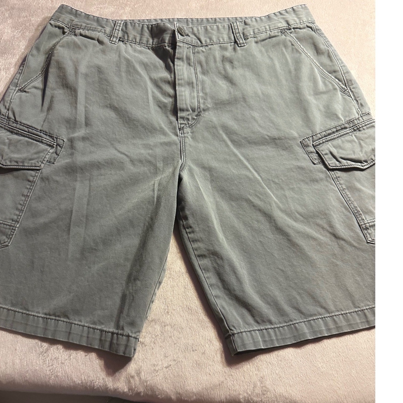 Calvin Klein Jeans Mens Gray Cotton Twill Cargo Shorts Size 36 Utility Casual
