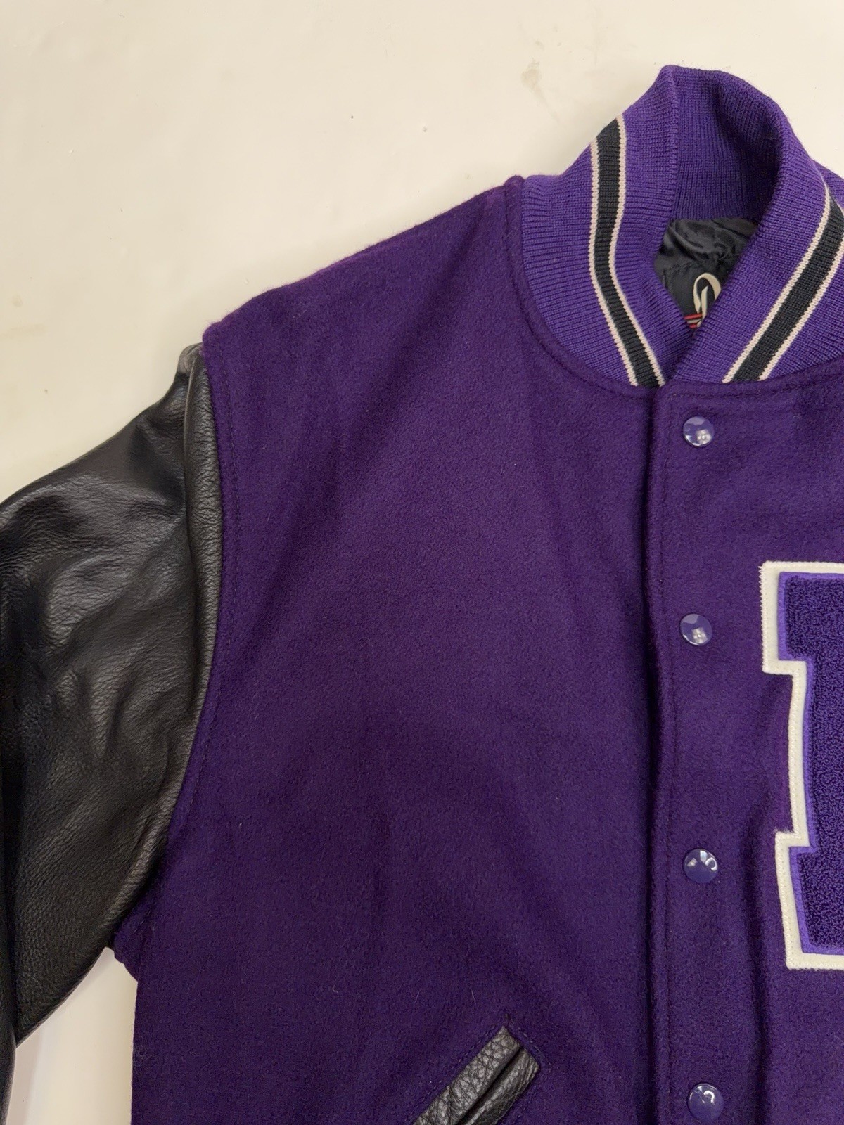 Dehen 1920 Portland Varsity Jacket Bomber Men’s Medium Purple 100% Wool Leather
