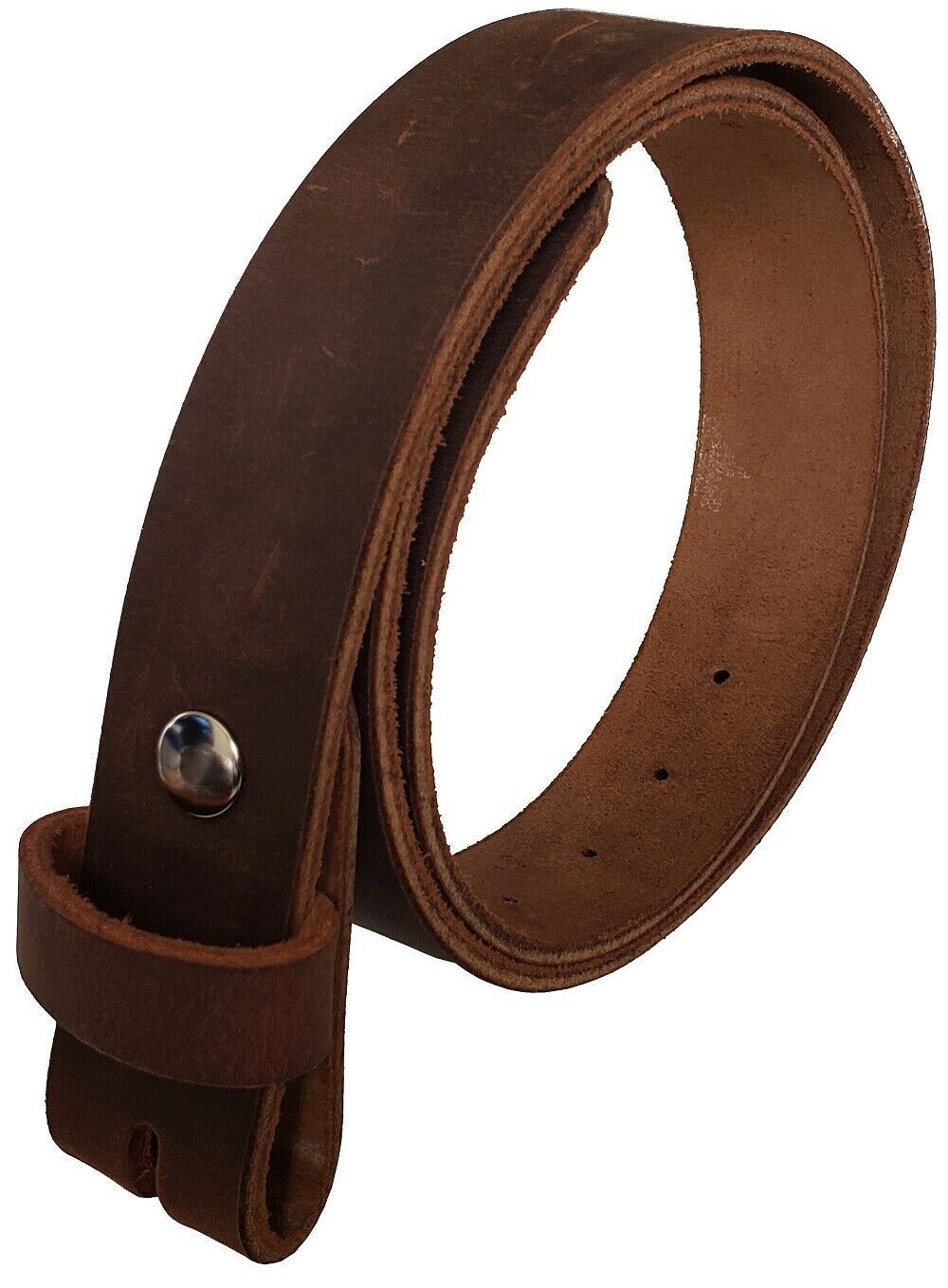 100% Buffalo Leather Casual Belt Strap No Buckle 1-1/2″ Amish Handmade Brown