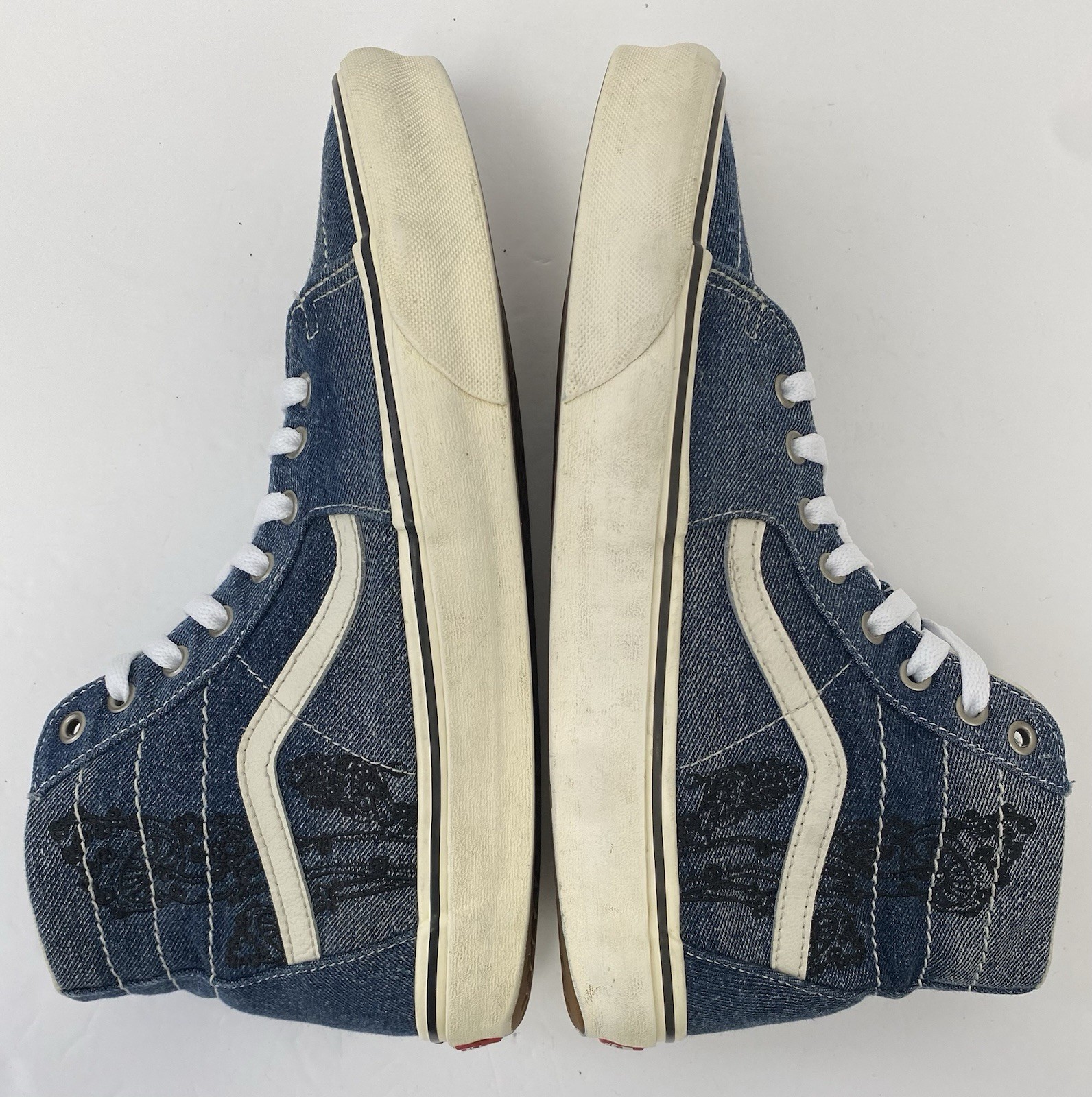 VANS M11 Sk8-Hi Mushroom Embroidery Blue Denim Black Shrooms Skate Shoes Rare