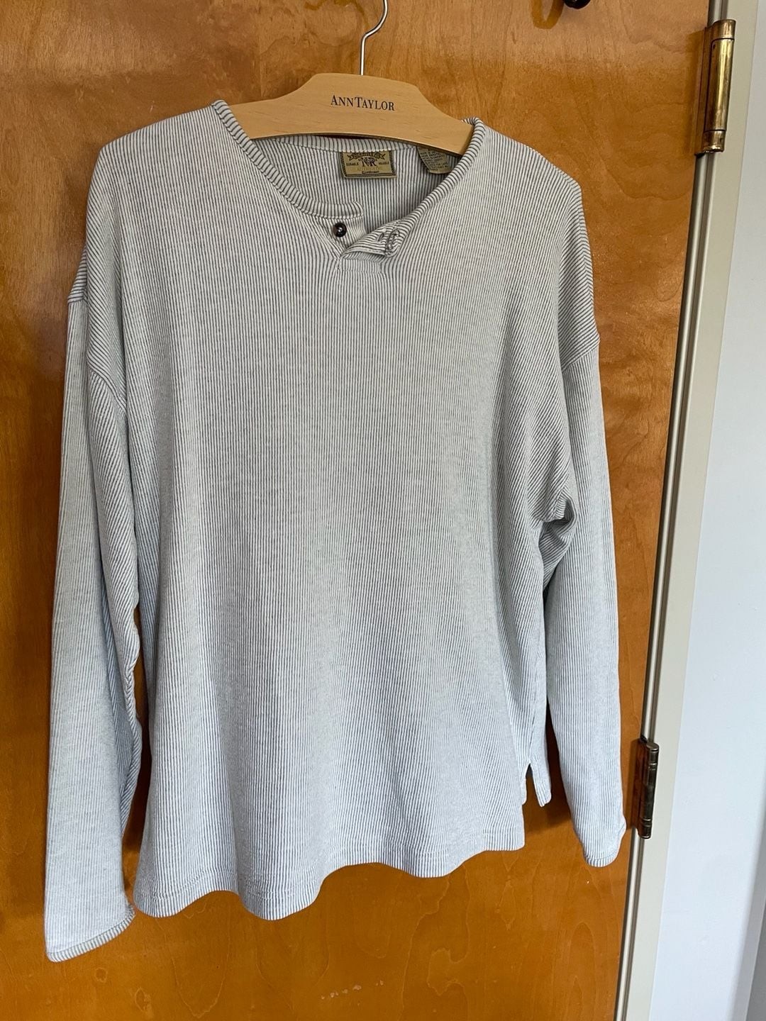 New River Co. Striped Ribbed Knit Henley Long Sleeve Shirt
