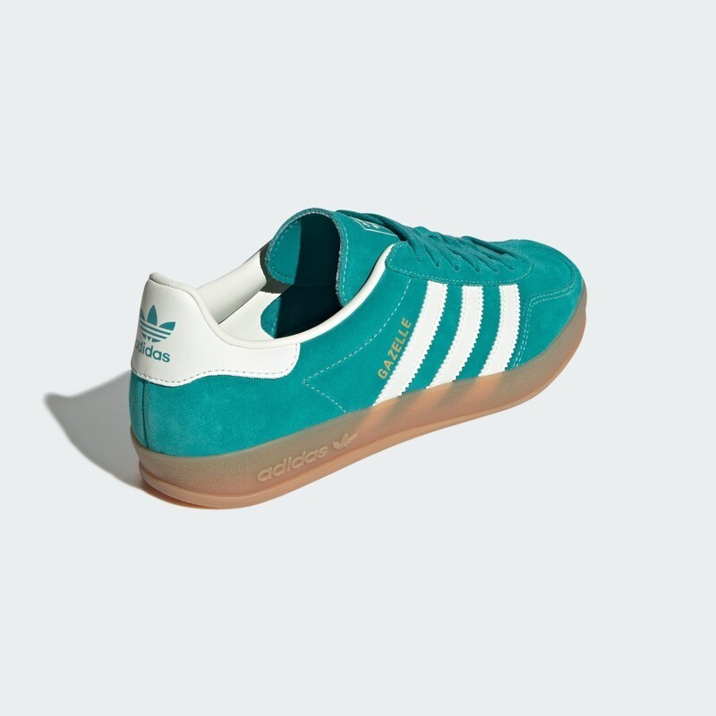 Adidas Gazelle Indoor Pure Teal Off White Gold Womens Sports Sneaker JQ8391