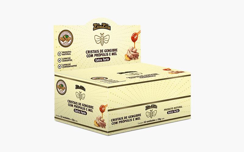 Display Cristais de Gengibre com Própolis e Mel